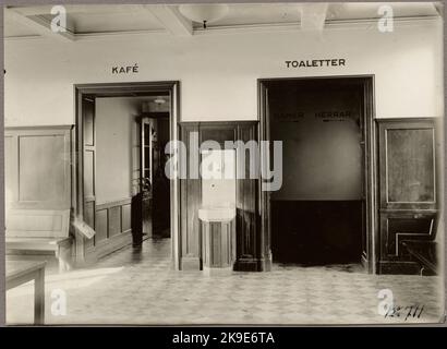 The waiting room in the station house at Ängelholm Central Station. Stock Photo