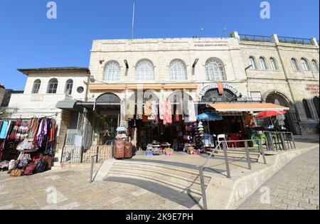 The Swedish Christian Center at the Omar Ibn El-Khattab Sq. near Jaffa gate in the old city of Jerusalem. Stock Photo