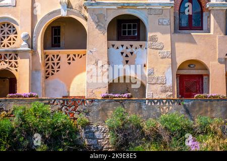 Cascais, Portugal, colorful abstract patterns, facade of an old house Stock Photo
