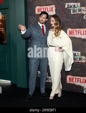 Henry Cavill, left, and Natalie Viscuso arrive at the U.S.premiere