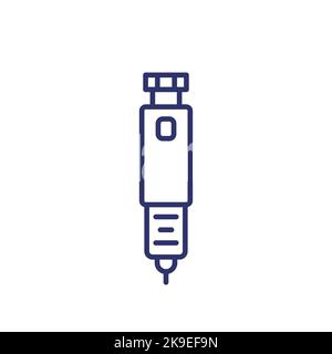 insulin pen line icon on white Stock Vector