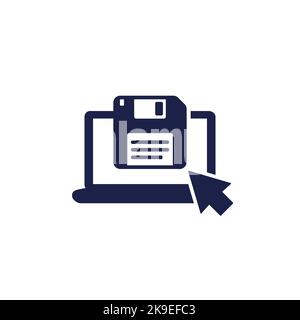 backup, floppy disk icon with a laptop Stock Vector