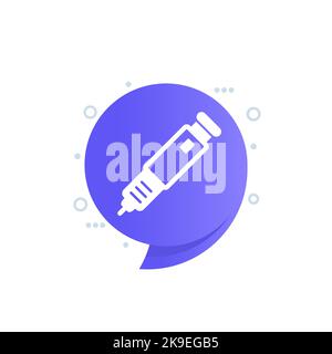 insulin pen or injector icon, vector Stock Vector