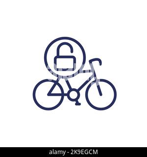 Unlock bike, bicycle line icon Stock Vector