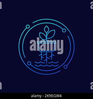 hydroponic farming line icon for web Stock Vector