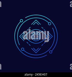 eye tracking line icon for web, apps Stock Vector