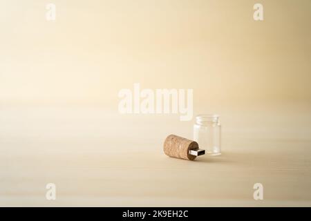 Usb stick in wine cork Stock Photo