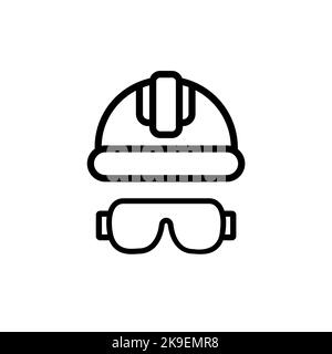 Industrial helmet and goggles Safety Gear Concept, Infrared Protective Labor Worker Vector Icon Design Stock Vector