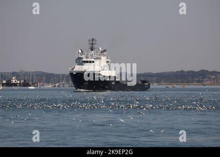 The multi-purpose auxiliary ship SD NORTHERN RIVER sails from the Naval Base Stock Photo