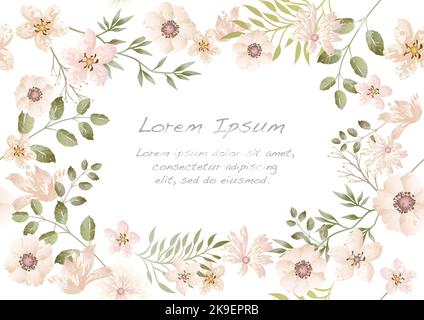 Watercolor seamless floral background isolated on a white background, vector illustration. Horizontally and vertically repeatable. Stock Vector