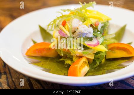 A plate of seaweed salad at a hotel in Cebu City, Philippines Stock Photo