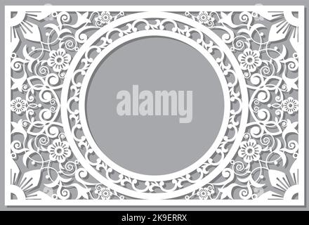Traditional Moroccan vector frame or border template design with empty space in the middl, carved wood panel style, vector arabic pattern with flowers Stock Vector