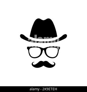Incognito Icon Manwoman face with glasses Black and White Vector Graphic. Spy agent line and glyph icon, security and detective Stock Vector