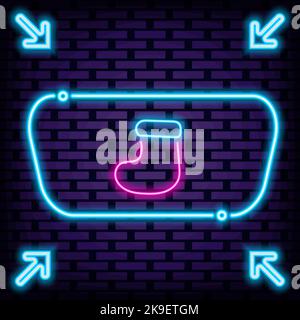 Christmas socks Neon quote. Neon script. Announcement neon signboard. Stock Vector