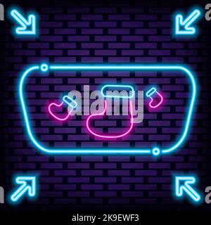 Christmas socks Neon Sign Vector. Neon script. Light art. Stock Vector