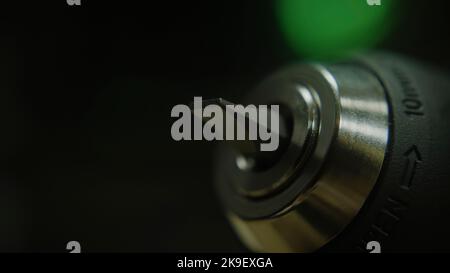 Rotating drill bit binding head, macro extreme close-up, technology and toolkit concept Stock Photo