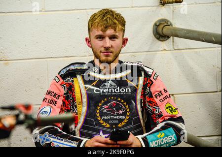 Manchester, UK. 24th Oct, 2022. Jordan Jenkins during the Grant Henderson Pairs at the National Speedway Stadium, Manchester on Thursday 27th October 2022. (Credit: Ian Charles | MI NEWS) Credit: MI News & Sport /Alamy Live News Stock Photo