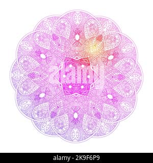 Mandala with gradient on white background. Yoga indian logo design element. Stock Vector