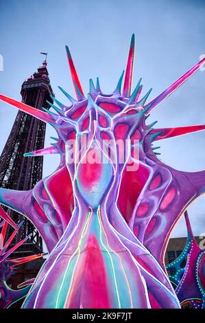 Blackpool Lightpool festival 2022. Odyssey display based on Greek sea gods by Jack Irving Stock Photo