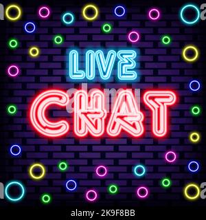 Live on air neon glowing sign brick wall Vector Image