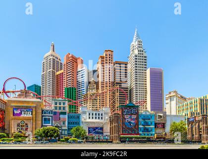 LAS VEGAS NV - APRIL 16, 2012: New York - New York Hotel & Casino in Las Vegas, Nevada, USA. The property's innovative facades re-create the classic M Stock Photo