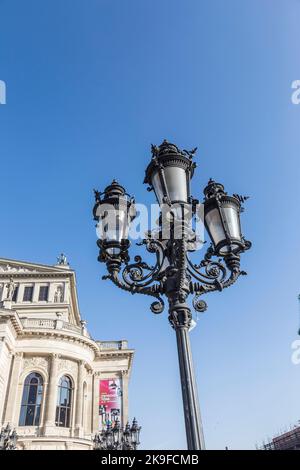 FRANKFURT, GERMANY - FEB 22, 2015: The Old opera house in Frankfurt, Germany. The old Opera House was builded in 1880, The architect is Richard Lucae. Stock Photo