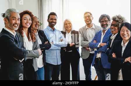 Multiracial business people working on sustainable innovation project Stock Photo