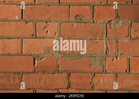 Grunge, beautiful old red brick wall background, building blocks of construction project, pattern illustration, abstract close up, exterior weathering Stock Photo