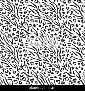 Zebra and leopard wildlife pattern Stock Vector