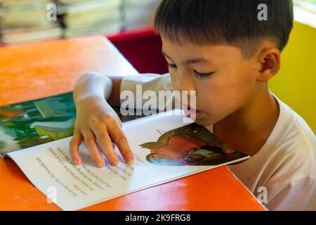 Filipino schoolchildren reading books Stock Photo