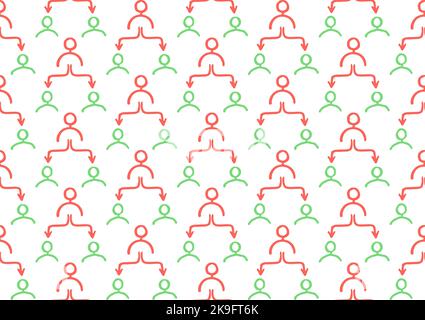Director and staff, sketch pictogram, vector cheme, seamless Stock Vector