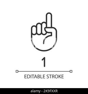 Digit one in ASL pixel perfect linear icon Stock Vector