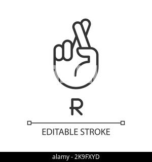 M in American sign language pixel perfect white linear icon for dark ...