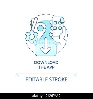 App downloading turquoise concept icon Stock Vector
