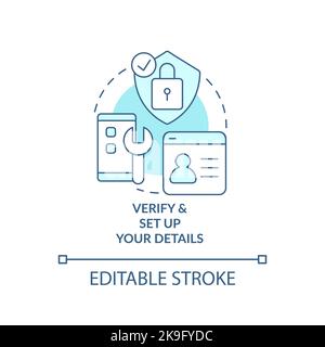 Verify and set up details turquoise concept icon Stock Vector