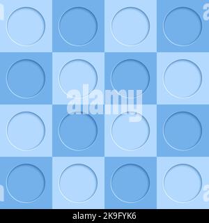 3D blue circles geometric frame design seamless pattern background. Vector illustration Stock Vector