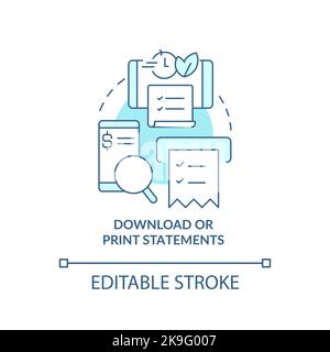 Download and print statements turquoise concept icon Stock Vector