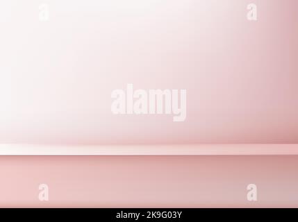 Empty pastel pink color studio room minimal background with copy space. You can use for product display, cosmetic advertising, showcase, presentation, Stock Vector