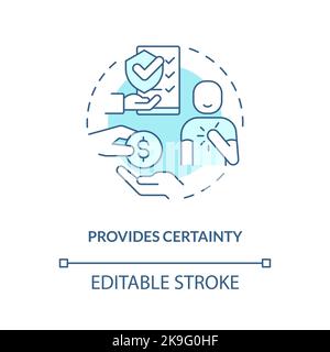 Provide certainty turquoise concept icon Stock Vector