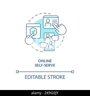 Online self service turquoise concept icon Stock Vector