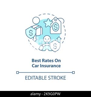 Best rates on car insurance turquoise concept icon Stock Vector