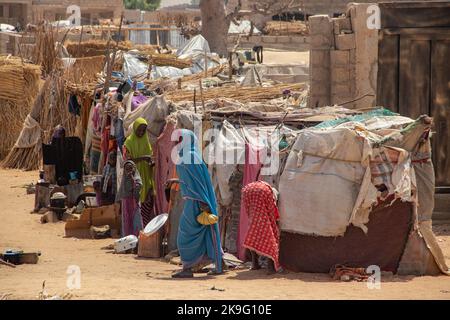 Refugee camp (IDP - Internal displaced persons) taking refuge from armed conflict between opposition groups and government. Stock Photo