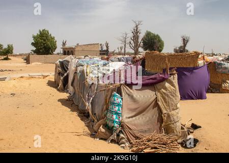 Refugee camp (IDP - Internal displaced persons) taking refuge from armed conflict between opposition groups and government. Stock Photo