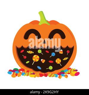 Halloween trick or treat pumpkin vector design illustration. Jack o lantern vector. Stock Vector