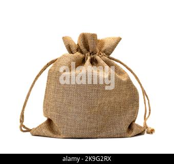 Burlap bag on white Stock Photo