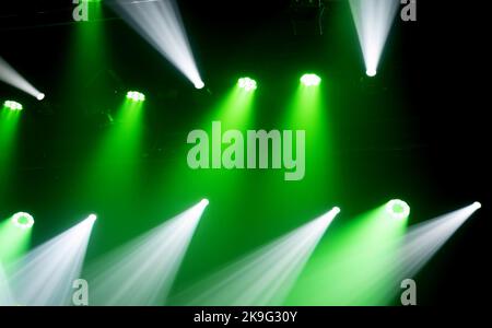 Light of stage with green and white spotlights Stock Photo