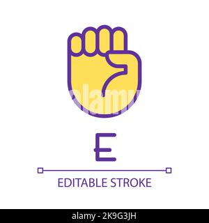 Letter E visualization in ASL pixel perfect RGB color icon Stock Vector