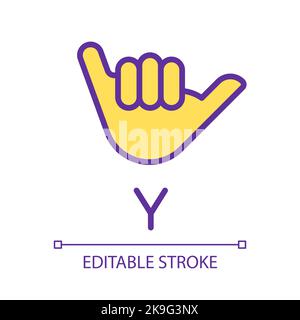Letter Y sign in ASL pixel perfect RGB color icon Stock Vector