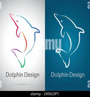 Vector image of dolphin design on white background and blue background, Logo, Symbol. Easy editable layered vector illustration. Wild Animals. Stock Vector