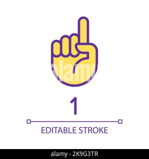 Digit one in ASL pixel perfect RGB color icon Stock Vector